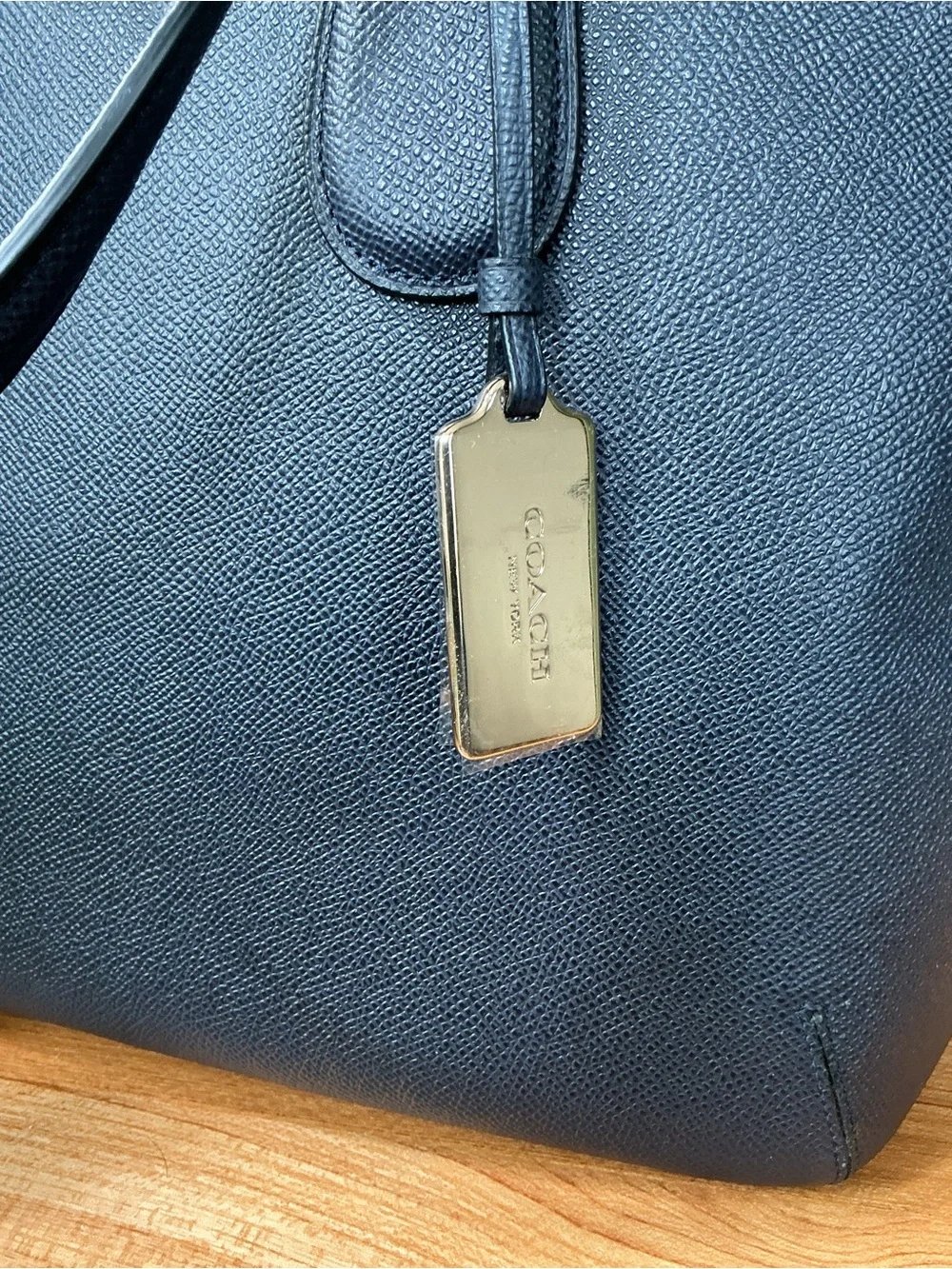 NWOT Coach Classic Navy Dome Satchel Handbag with Gold Hardware